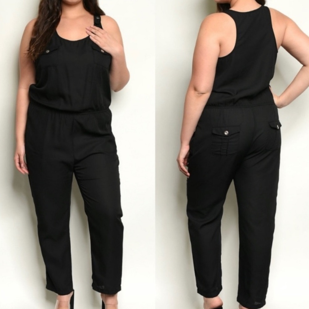 NWT Zenobia Black Stretchy Jumpsuit Size XL